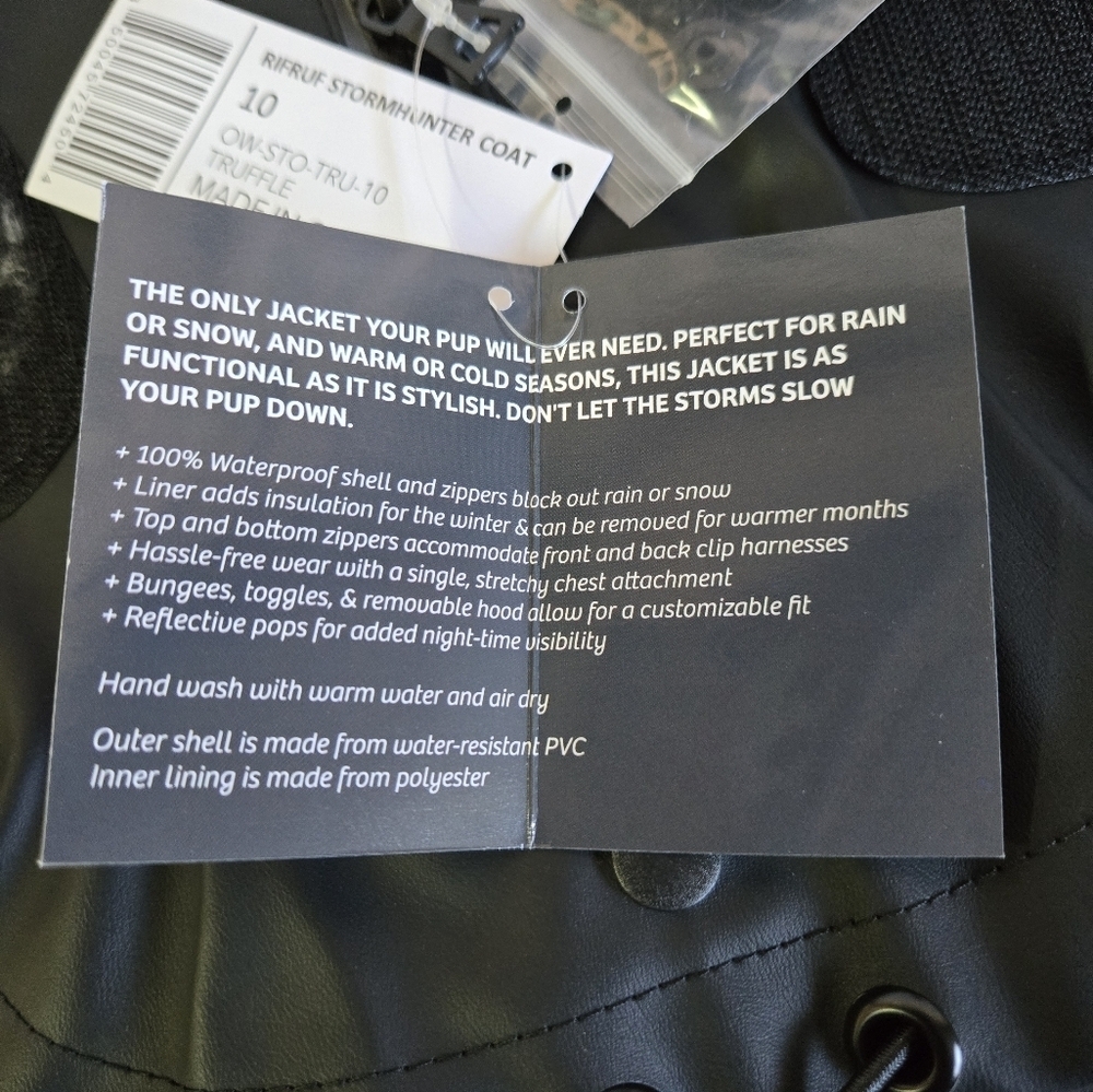 RIFRUF | Stormhunter Dog Raincoat in Truffle (black) sz 10 - Picture 5 of 10